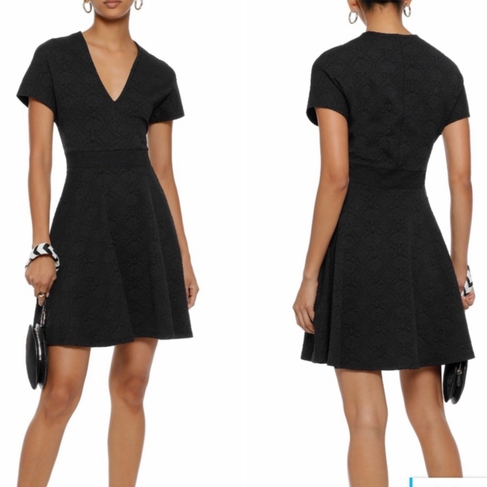 Opening Ceremony jacquard V-neck black mini dress